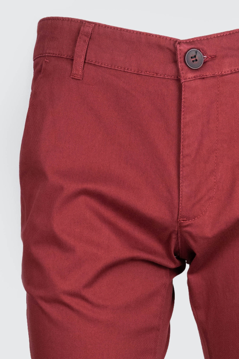 Pantaloni casual chino slim bumbac visiniu [2]