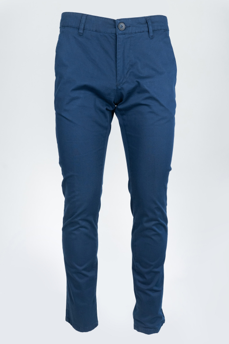 Pantaloni casual slim chino bumbac bleumarin [3]