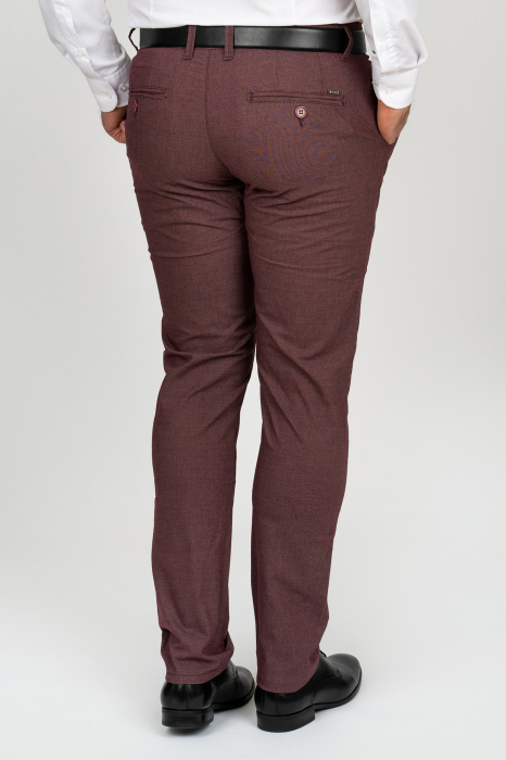 Pantaloni chino barbati slim fit visiniu-pepit [2]