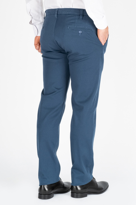 Pantaloni chino casual regular albastri bumbac [3]