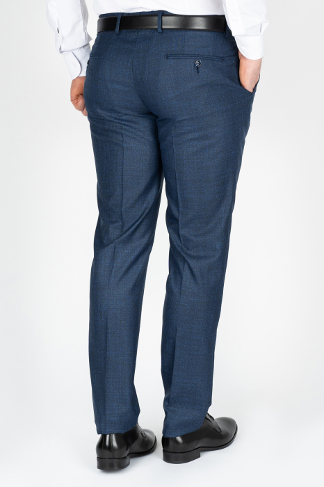 Pantaloni din stofa bleumarin-pepit slim [2]