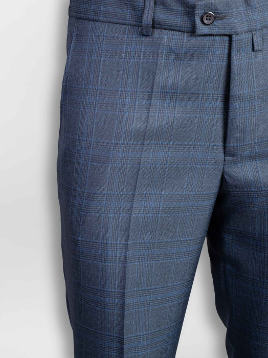 Pantaloni in carouri bleumarin slim fit [2]