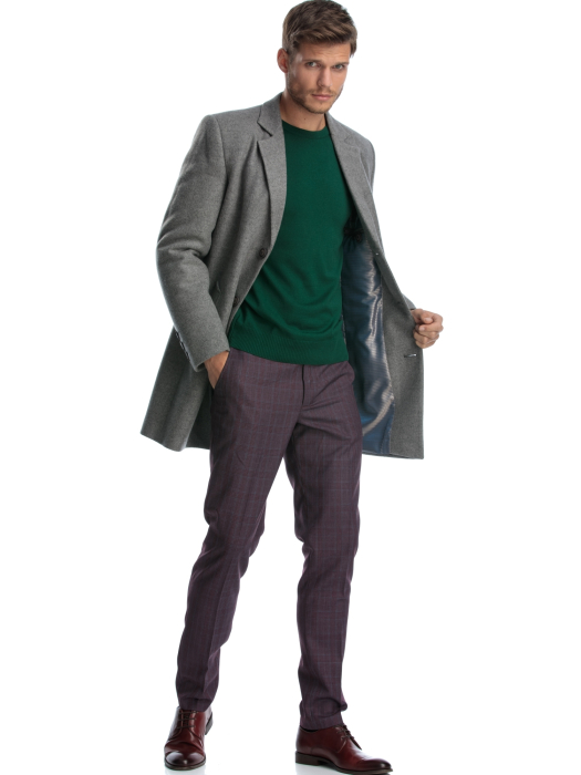 Pantaloni slim fit visinii cu caro [3]