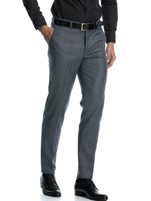 Pantaloni stofa slim fit in carouri gri [2]