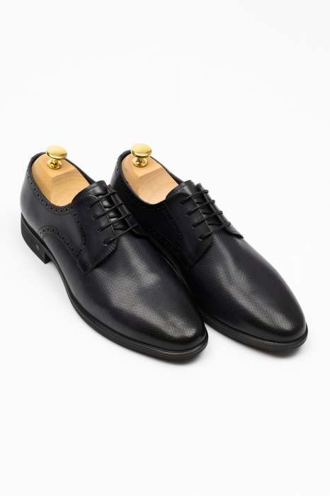 Pantofi barbati eleganti bleumarin-pepit piele CONFORT [4]