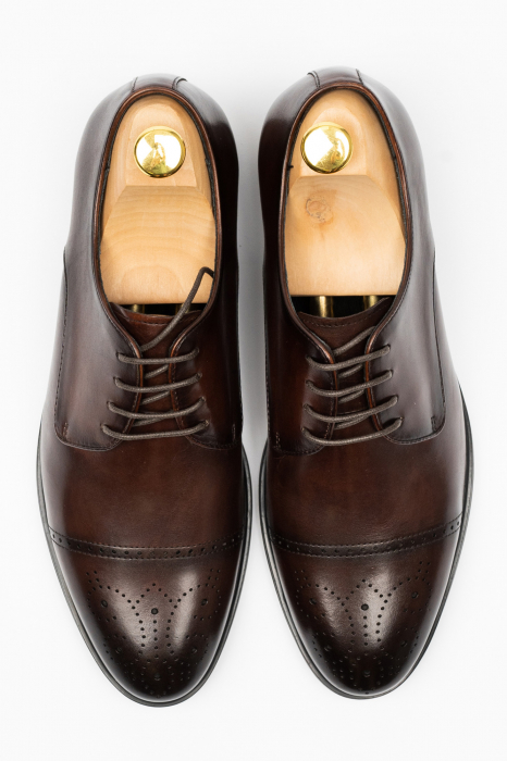 Pantofi barbati eleganti maro-brogue M2 piele CONFORT [2]