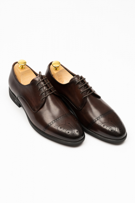 Pantofi barbati eleganti maro-brogue M2 piele CONFORT [3]