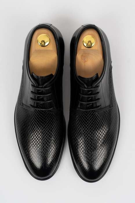 Pantofi barbati eleganti negri cu design geometric CONFORT [2]