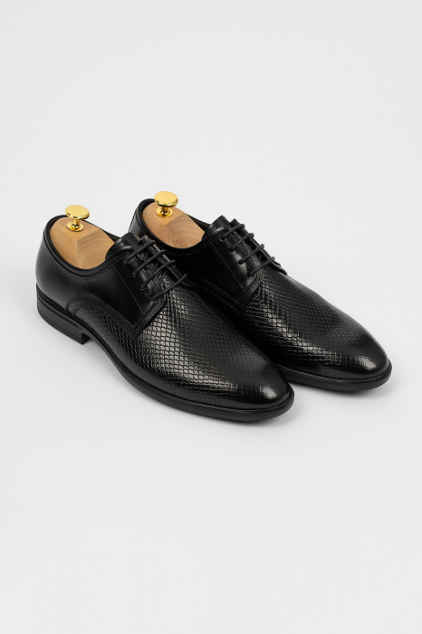 Pantofi barbati eleganti negri cu design geometric CONFORT [3]