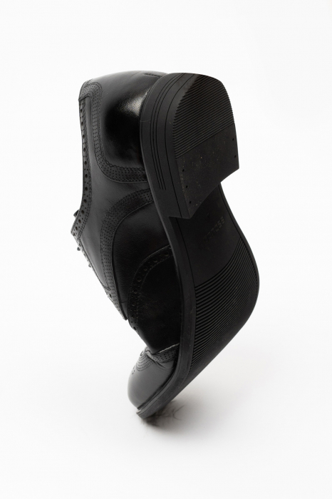 Pantofi barbati eleganti negru-brogue M1 piele CONFORT [2]