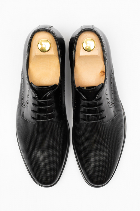 Pantofi barbati eleganti negru-pepit piele CONFORT [2]