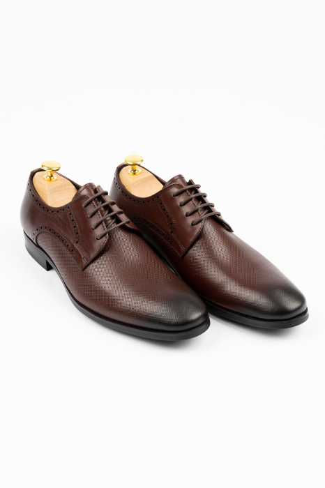 Pantofi piele barbati cu perforatii maro Derby [3]
