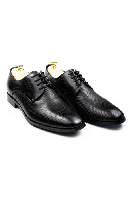 Pantofi piele barbati cu perforatii negri Derby [3]