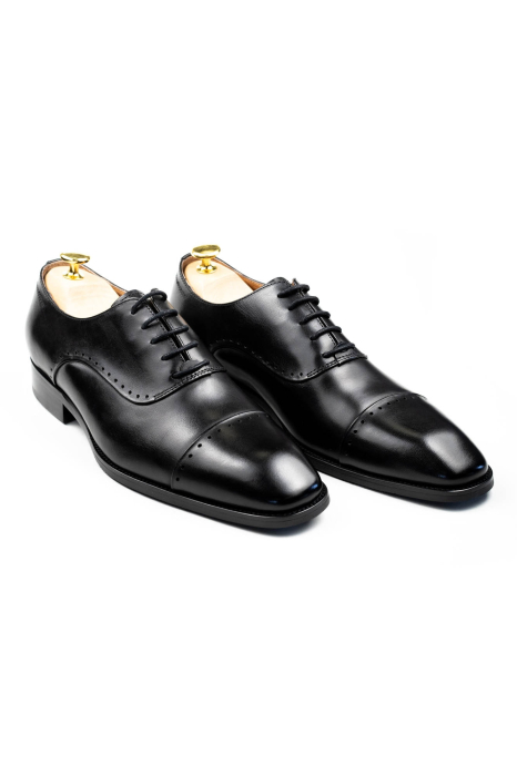 Pantofi piele barbati negri cu perforatii Oxford [3]