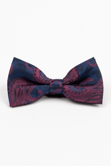 Papion bleumarin cu model paisley roz [2]
