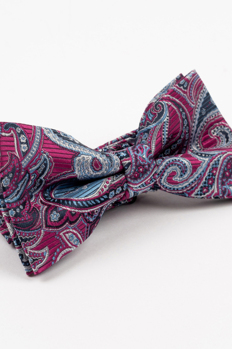 Papion fucsia cu imprimeu paisley alb si albastru [1]