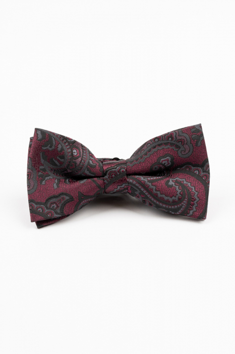 Papion burgund cu imprimeu paisley negru si gri [2]