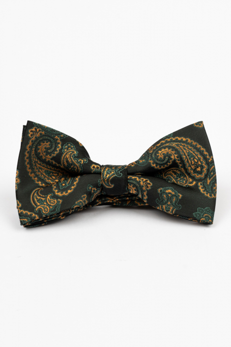 Papion negru cu model paisley verde si auriu [2]