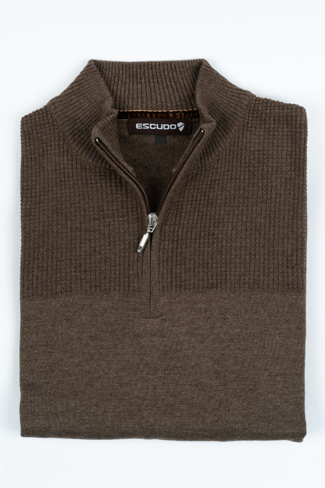 Pulover barbati regular fit maro/capucino [2]