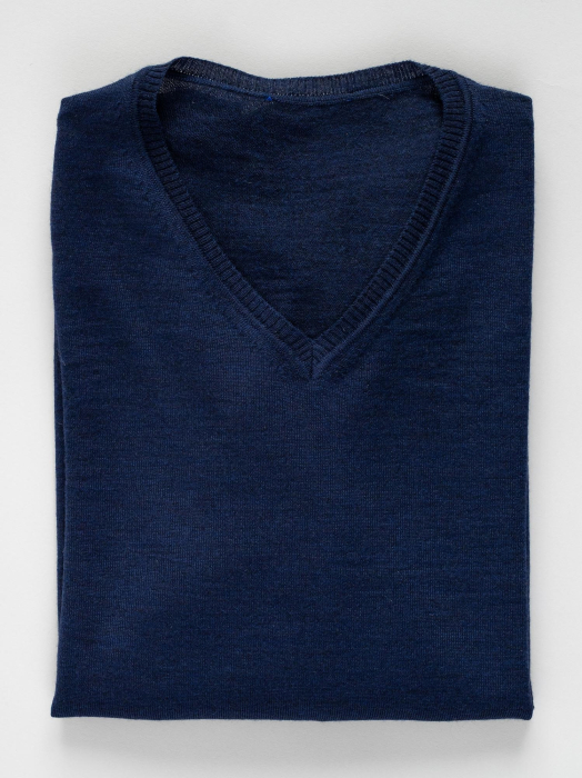 Pulover bleumarin slim fit din lana [2]
