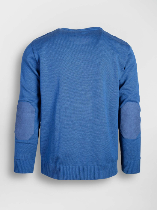 Pulover cu cotiere regular albastru [2]