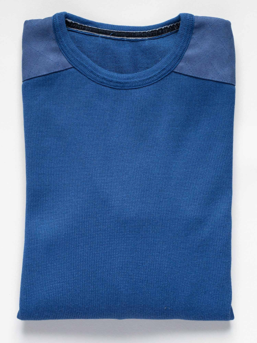 Pulover cu cotiere regular albastru [3]