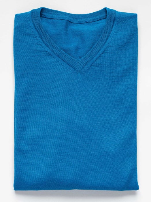 Pulover din lana albastru slim fit [2]