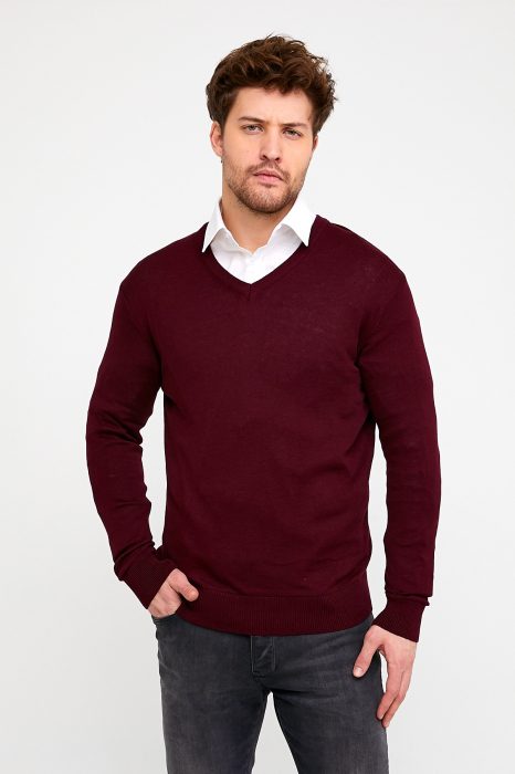 Pulover slim burgund-visiniu cu anchior [4]