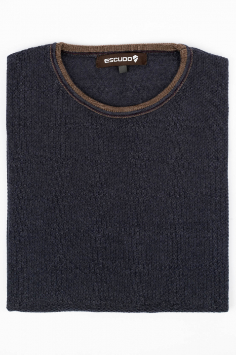 Pulover slim fit bleumarin-pepit [2]