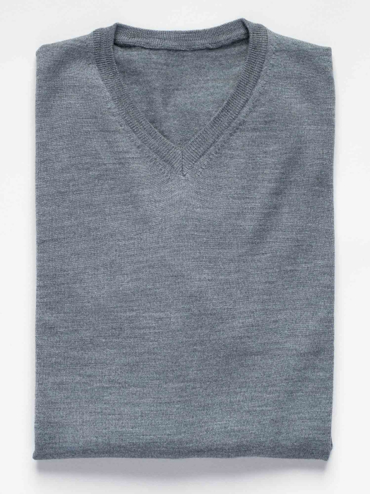 Pulover slim fit din lana gri [2]