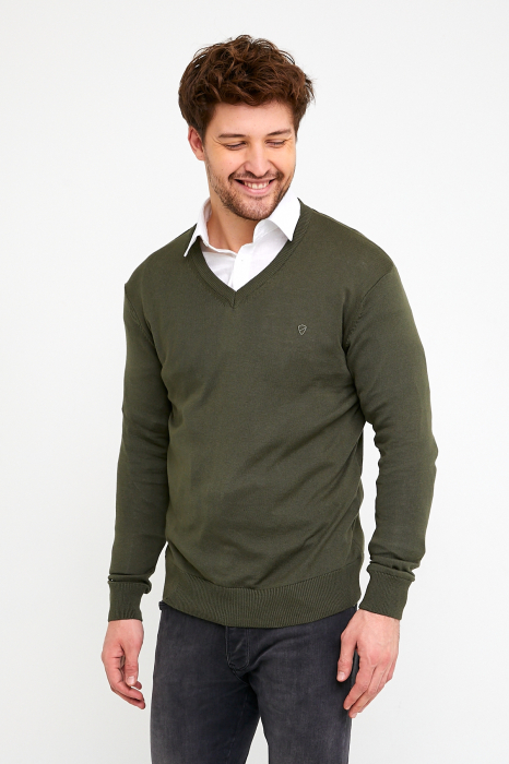Pulover slim olive cu anchior [4]