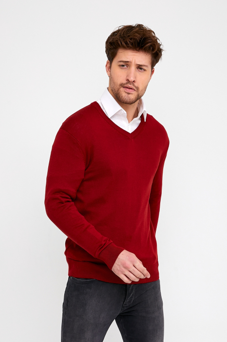 Pulover slim visiniu cu anchior [5]