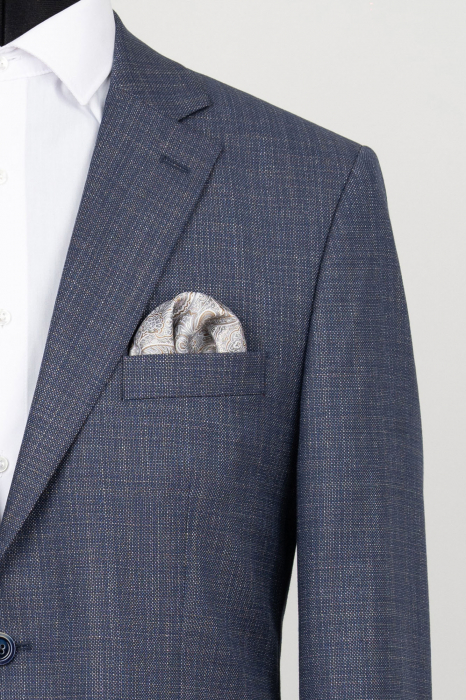 Sacou barbati regular fit bej/bleu-pepit [3]