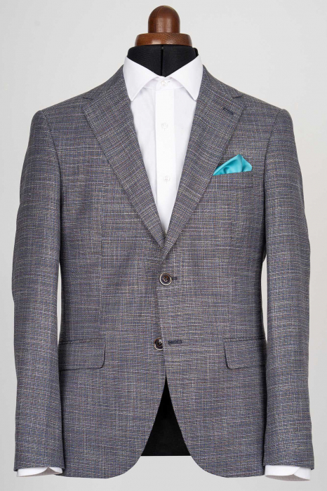 Sacou barbati slim fit bleu-maro pepit [1]