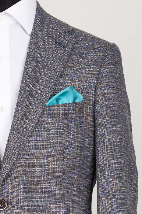 Sacou barbati slim fit bleu-maro pepit [2]