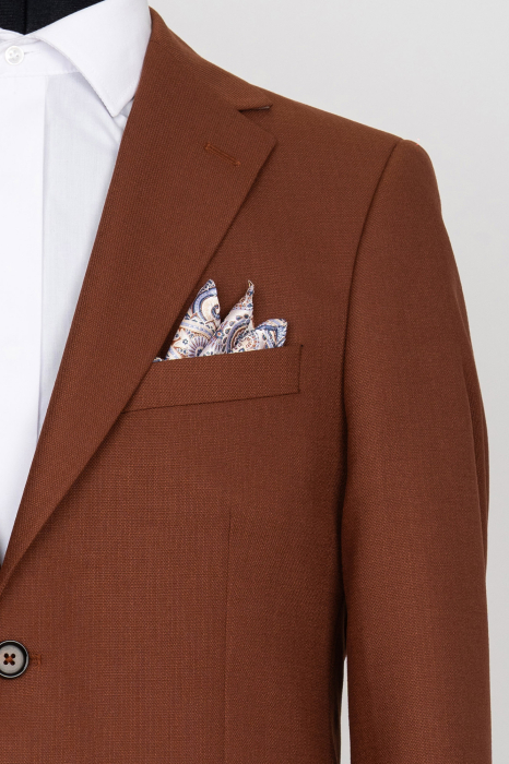 Sacou barbati slim fit caramiziu-pepit [2]