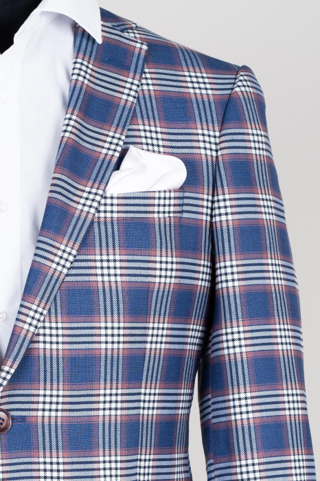 Sacou barbati slim fit jeans caro [2]