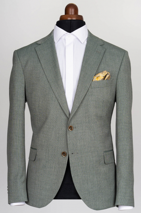 Sacou barbati slim fit verde-pepit - Talia 2 [1]