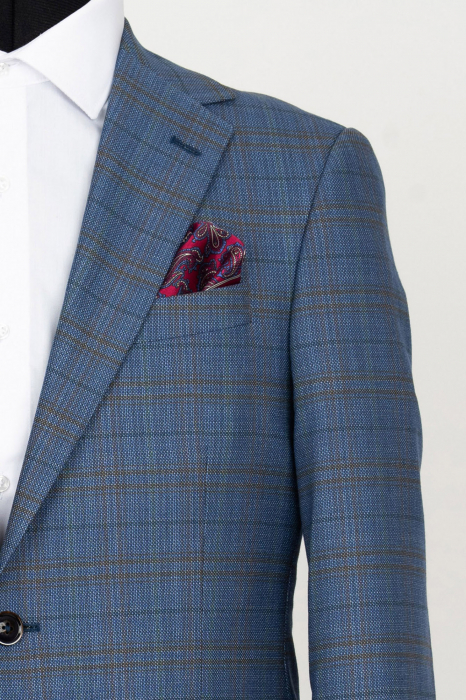 Sacou slim fit albastru-caro [2]