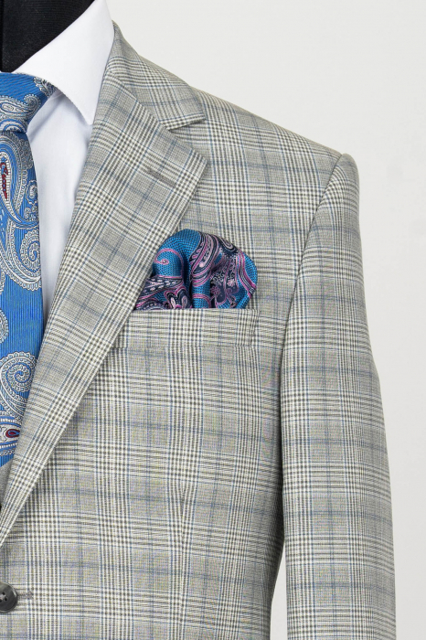 Sacou slim fit gri-caro [2]
