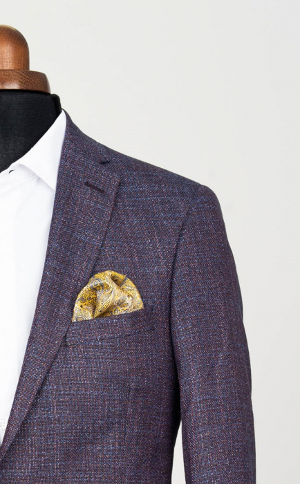 Sacou slim bleumarin-pepit caramiziu [2]