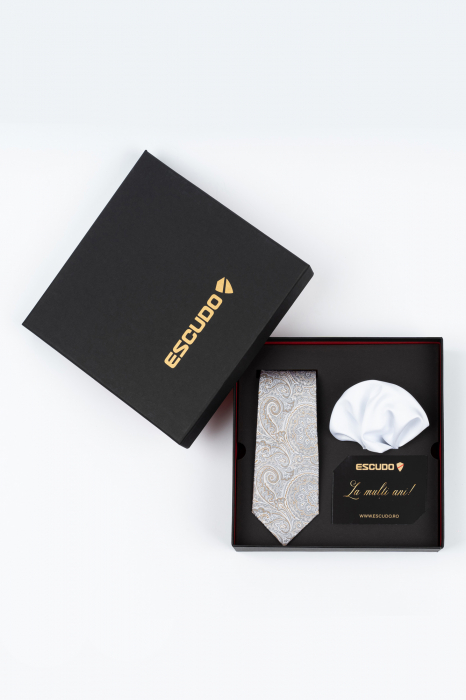 Set elegant 2 piese - cravata matase naturala si batista alba [1]