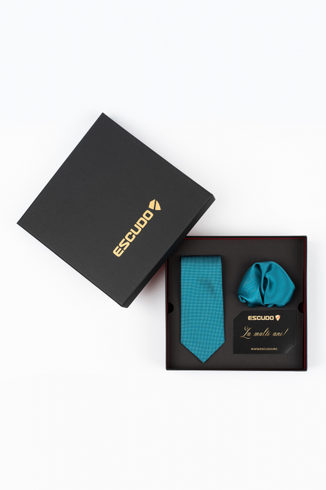 Set elegant 2 piese - cravata si batista turcoaz [1]