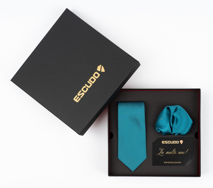 Set elegant 2 piese - cravata si batista turcoaz [2]
