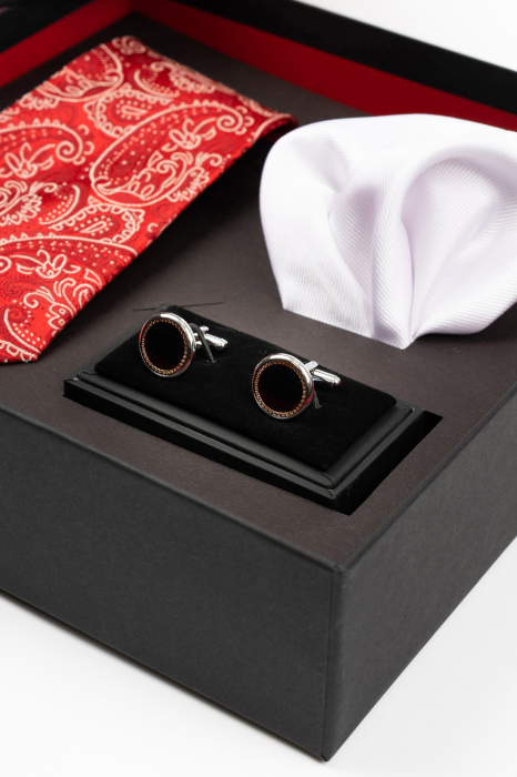 Set elegant 3 piese - cravata si batista matase naturala si butoni [2]