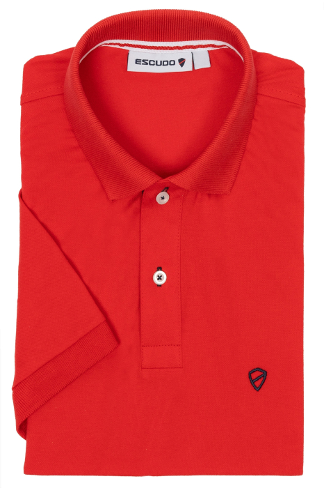 Tricou bumbac polo slim rosu [2]