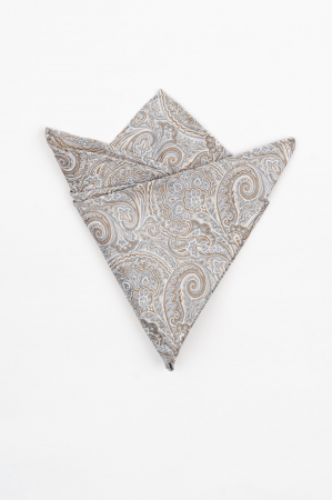 Batista din matase naturala gri cu imprimeu alb si bej [0]