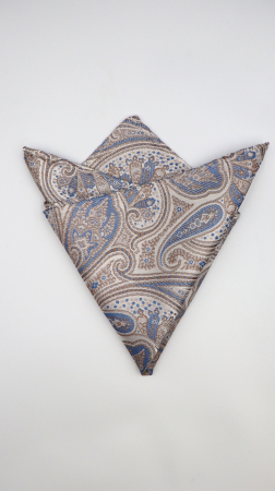 ACCESORII - Batista din mătase naturală ivory cu  model paisley cu accente bleu & bej