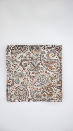 ACCESORII - Batista din mătase naturală paisley ivory cu accente gri & cărămiziu