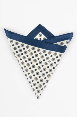 Batista matase naturala alba cu imprimeu floral bleumarin [0]